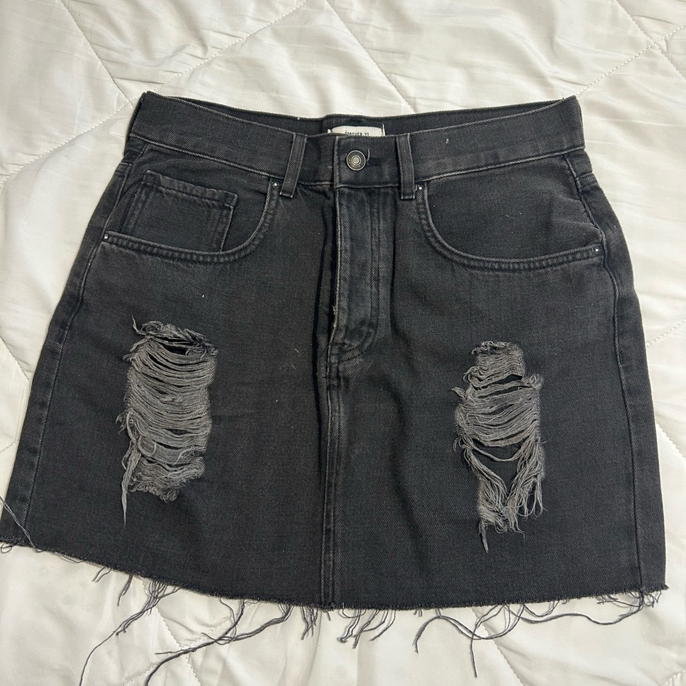 black jean mini skirt
